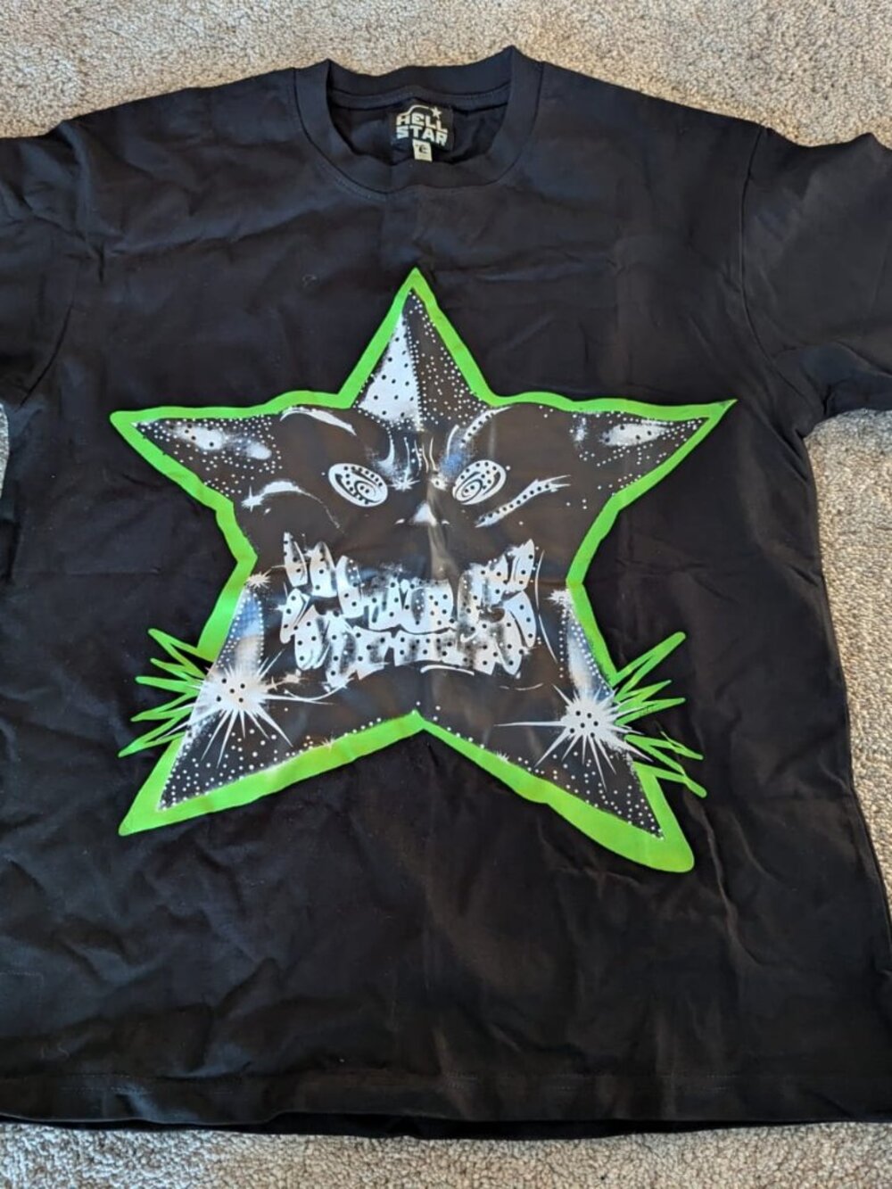 Hellstar Path to Paradise T-Shirt Black FW24 Kanji Green Graphic Star Size S